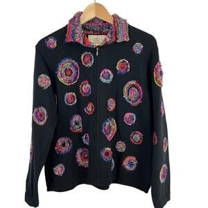 Design Options By Phillip & Jane Gordon Zip Up Knit Sweater Cardigan Women Large